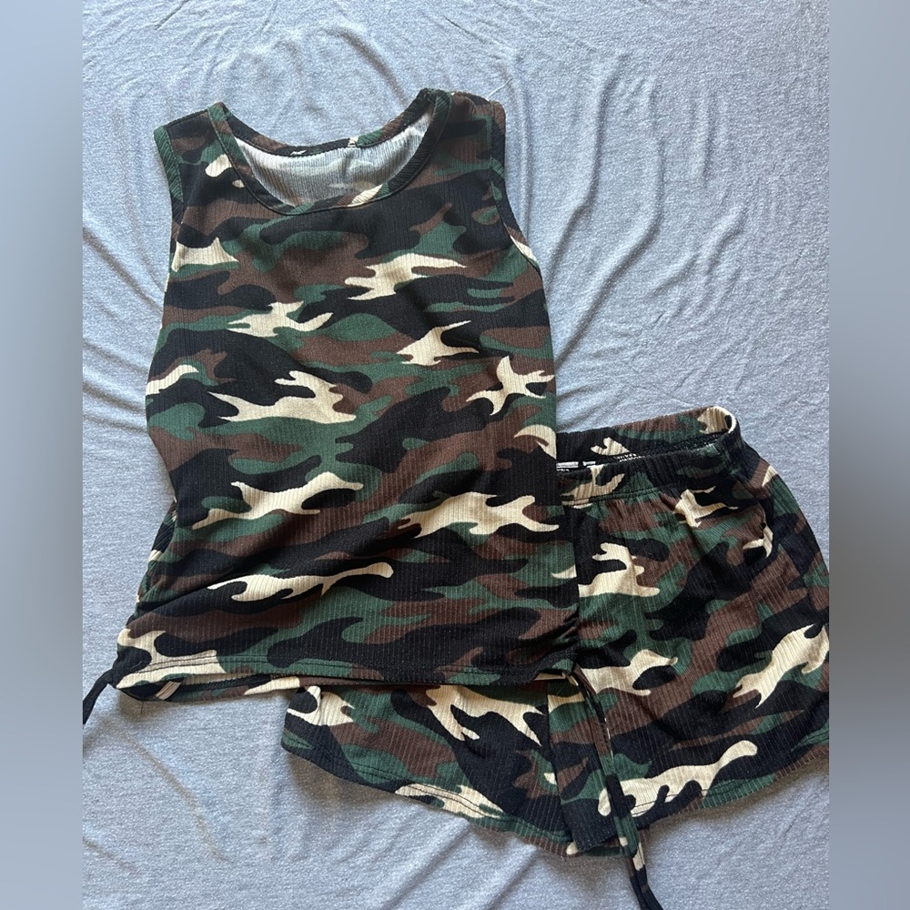 Camouflage Tank Top and Shorts Set
